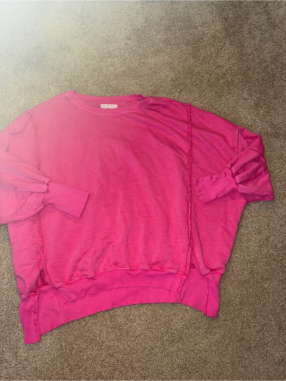 We The Free Hot Pink Drop-Shoulder Pullover Sweatshirt